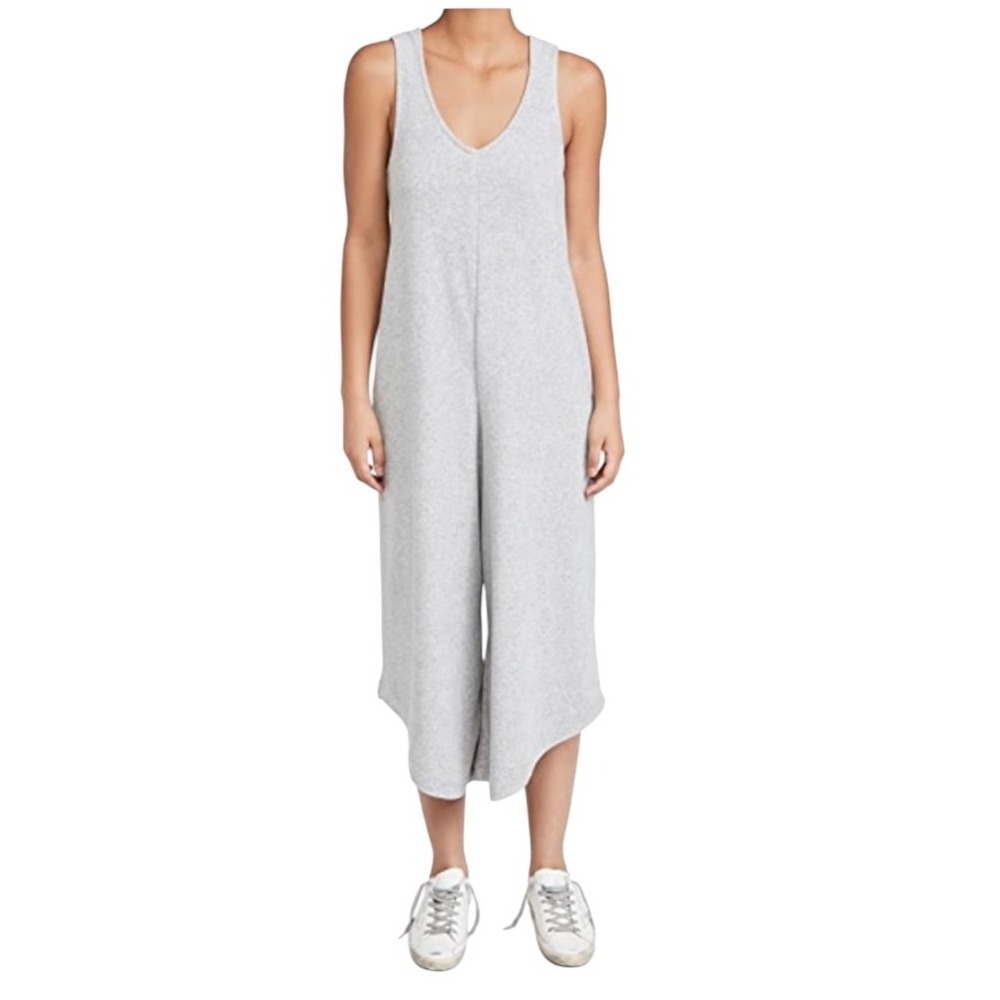 Z Supply Jumpsuit Women Medium Gray Starlette Terry Cropped Wide Leg NWT Outdoor